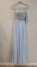 Women's 'LA FEMME Fashion' Powder Blue Bedazzled PROM Dress/Gown - Size 0 NWT