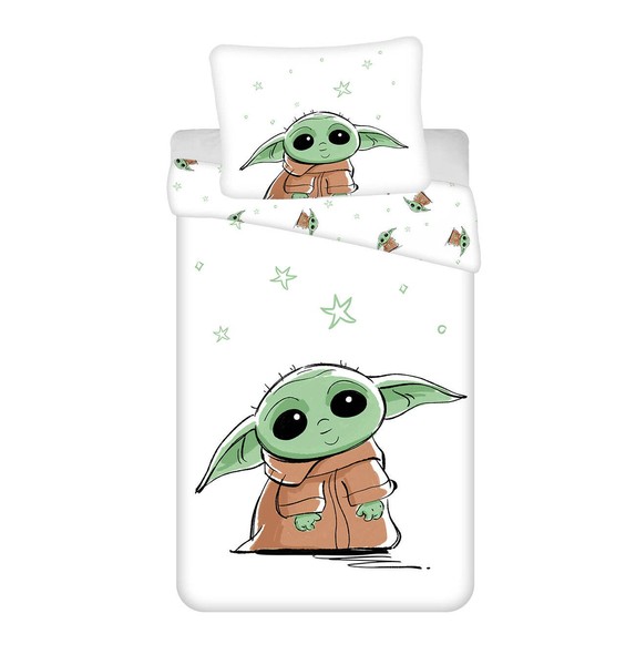 Star Wars Grogu BettwäSche - Weiche Baumwolle 140X200 Cm Baby Yoda Kissen Und De-image