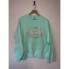 Vintage Pepsi Sweatshirt Crewneck Soda Promo Green Teal 80s 1980s VTG Large