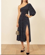 Reformation Sparkly One Shoulder Midi Dress EUC