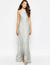 True Decadence Tall Premium Embellished Halter Maxi Dress UK 8 SIZE