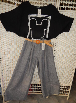 Shirt Tunika Bluse mit Micky MAUS Kopf Print + Strass*ITALY MODA*GR. 42/44/46
