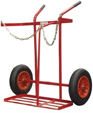 16'' PNUEMATIC TYRE TWIN OXYGEN & PROPANE CYLINDER GAS TROLLEY FULL SIZE 
