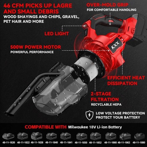 Aspirapolvere Senza Fili per Milwaukee M18 Batteria, 5 in 1 Aspirapolvere Elettrico Portatile Cl... - Foto 2 di 6