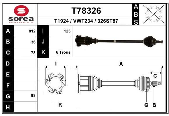 Cardan pour Bora Variant 1.9 TDI idéal pour break chargé