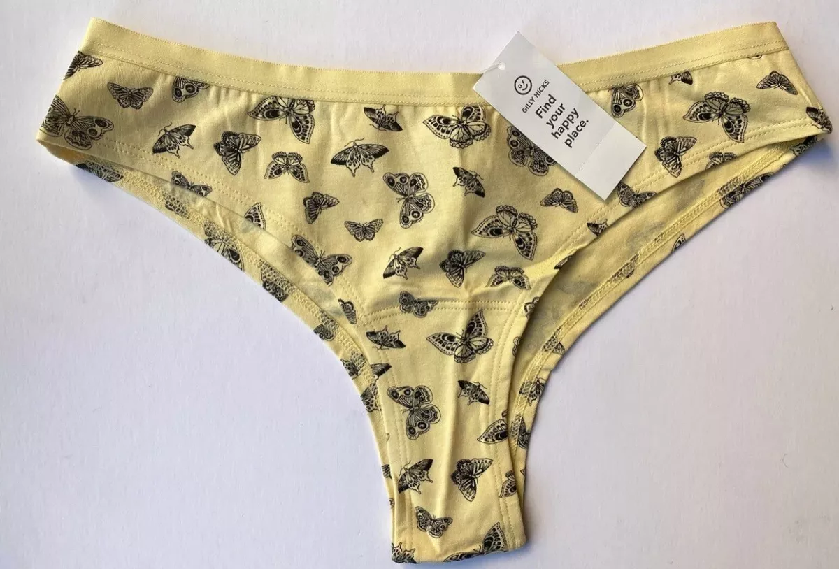 Hollister Yellow Cotton Butterfly Print Cheeky Underwear Lingerie Pants  BNWT - M