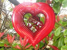 Heart and Rose Spinner. Red Metal 3D BRAND NEW in box