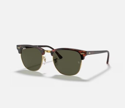 Ray-Ban Sunglasses RB3016 Clubmaster Classic Tortoise Frame Green Lenses 51MM