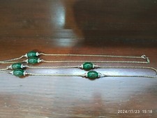  COLLANA VINTAGE METALLO DORATO PIETRE VETRO VERDE  BIJOUX FIRMA GROSSE' GERMANY