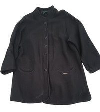 Geiger Boiled Wool Women Button Front Coat Black Sz 46 Made In Austria