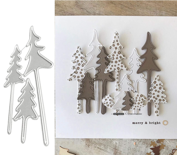 3pcs Christmas Tree Metal Cutting Stencil for Paper Card Scrapbooking