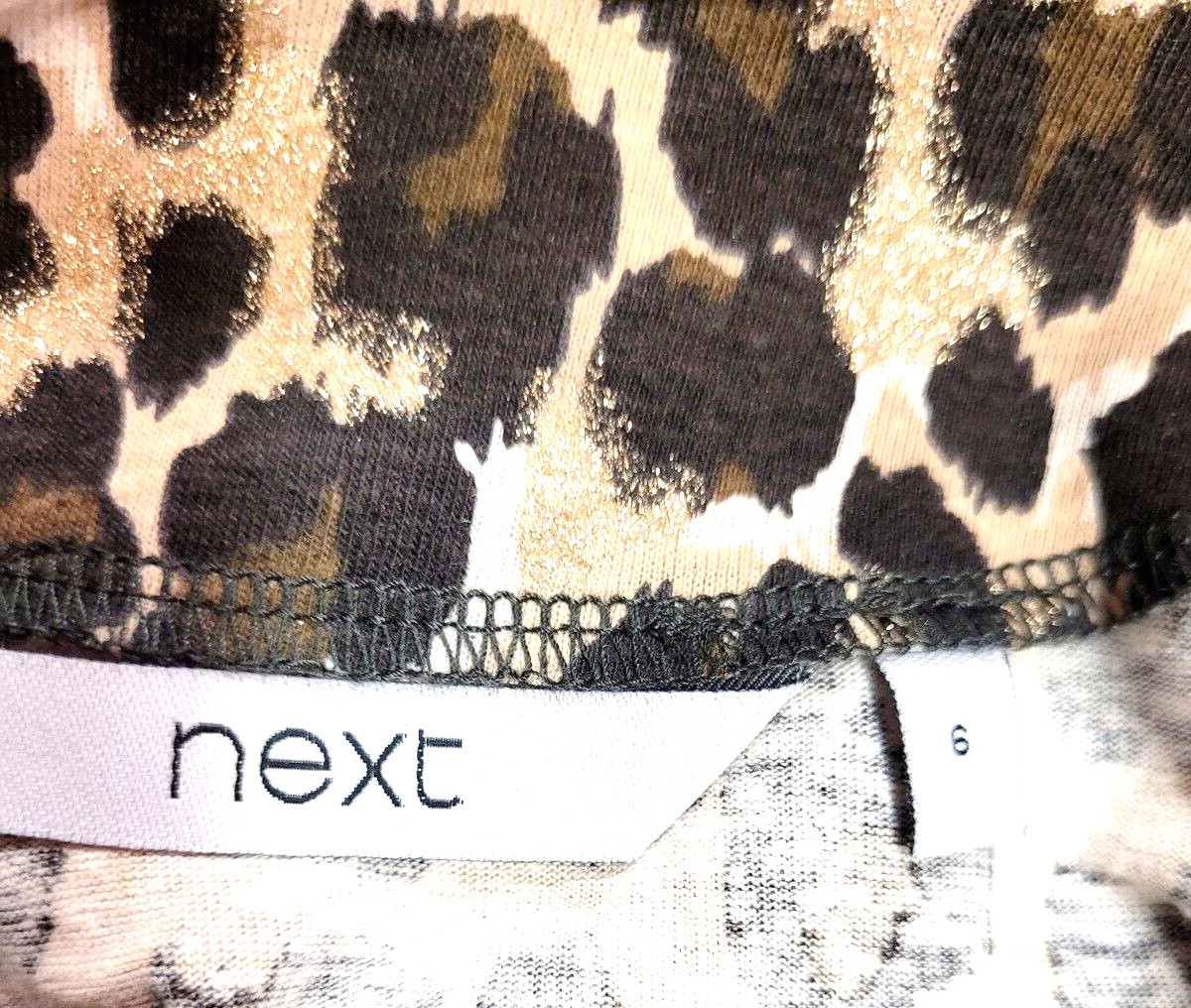 Next Tunic Top UK6 Brown Mix Leopard Print Round Neck Cap Sleeve Pre-Owned image 4
