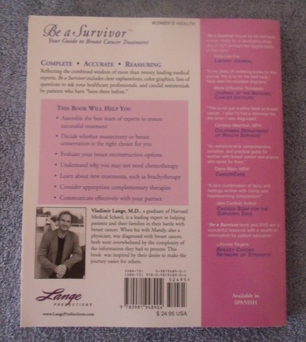 Be a Survivor Your, Guide To Breast Cancer Treatment By Vladimir Lange, M.D. - Picture 2 of 2