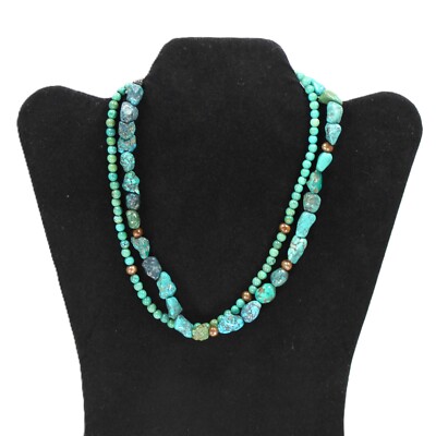 Vintage Layered 2 Strand Turquoise Necklace TD Designs 17''
