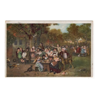 Artist postcard by Prof. Ludwig Knaus (1829-1910) ''Children's Festival''