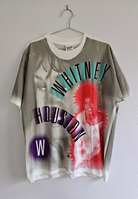Whitney Houston Vintage All Over Print Winterland 1993 T-Shirt Size XL 