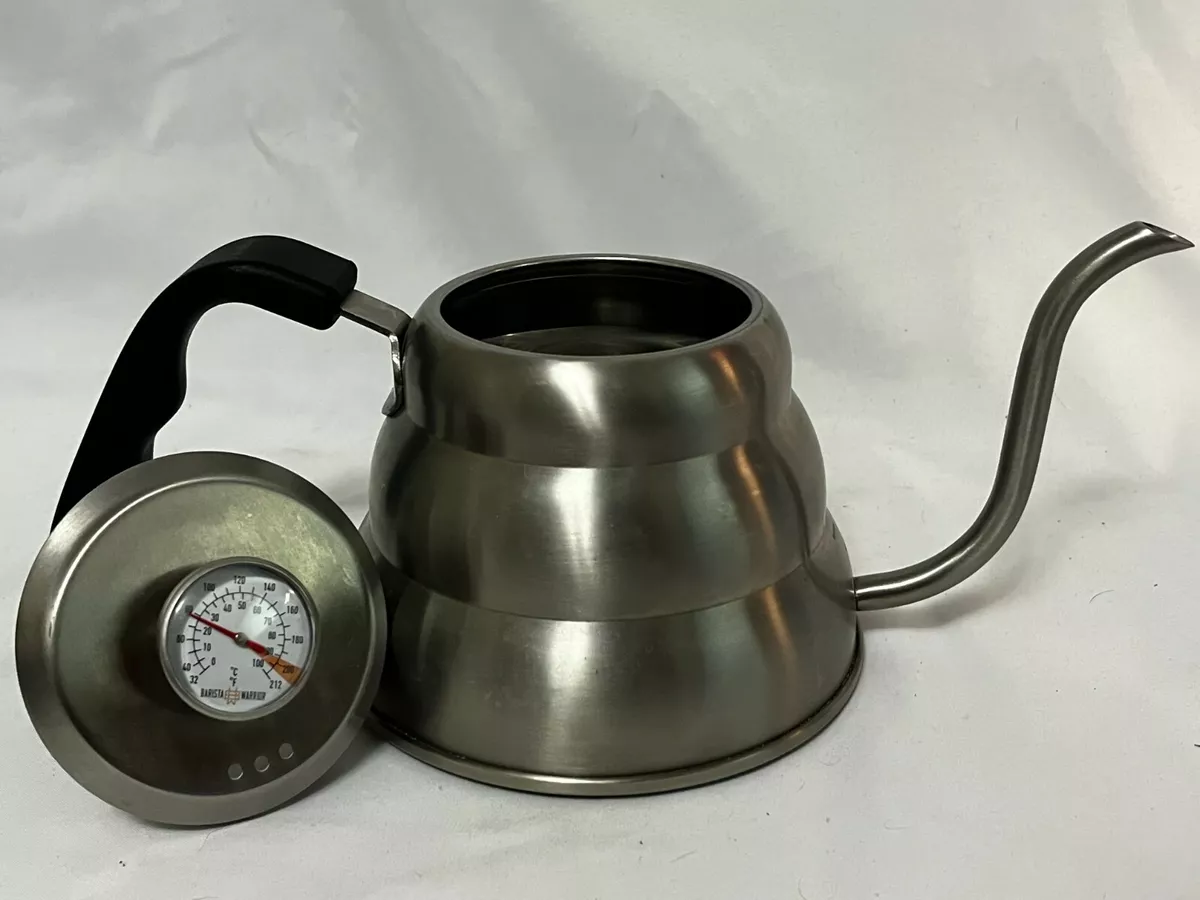 Barista Warrior Stainless Steel Pour Over Coffee & Tea Kettle with  Thermometer