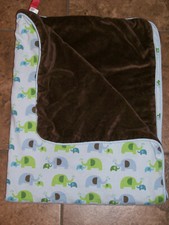 Skip  Hop Elephant Parade Blue with Brown Baby Nursery Blanket 30x40