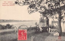 L042 Vietnam 1907 Annam Than-Hoa Sam-son fishermen pagode vintage postcard