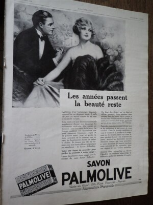 PALMOLIVE Seife Reklame Papier ILLUSTRATION 1928