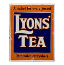 Vintage Lyons Tea Metal Advertising Wall Sign