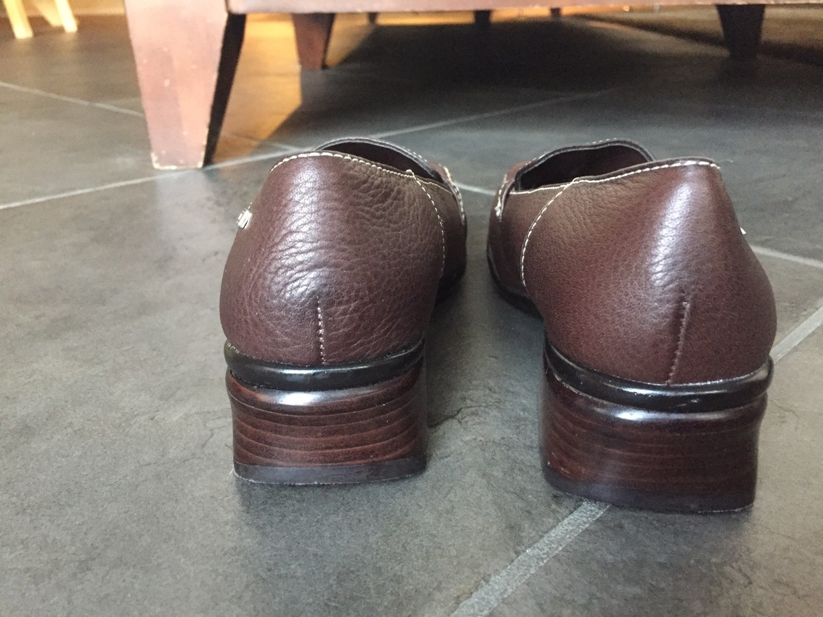 Vintage Tommy Hilfiger Brown Leather stacked block Heeled Loafers Square Toe 8.5 Tommy Hilfiger Women main image 4