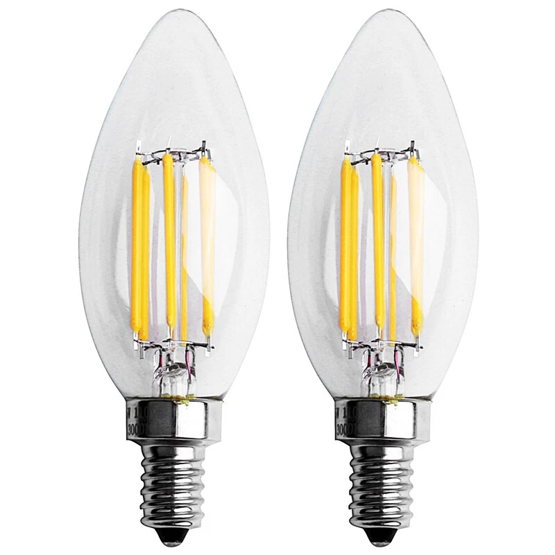 2X Dimmable E12 6W COB Edison Candle Flame Filament LED Light Bulb Lamp 108146