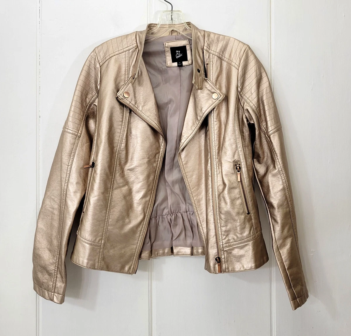 Rose gold top moto jacket