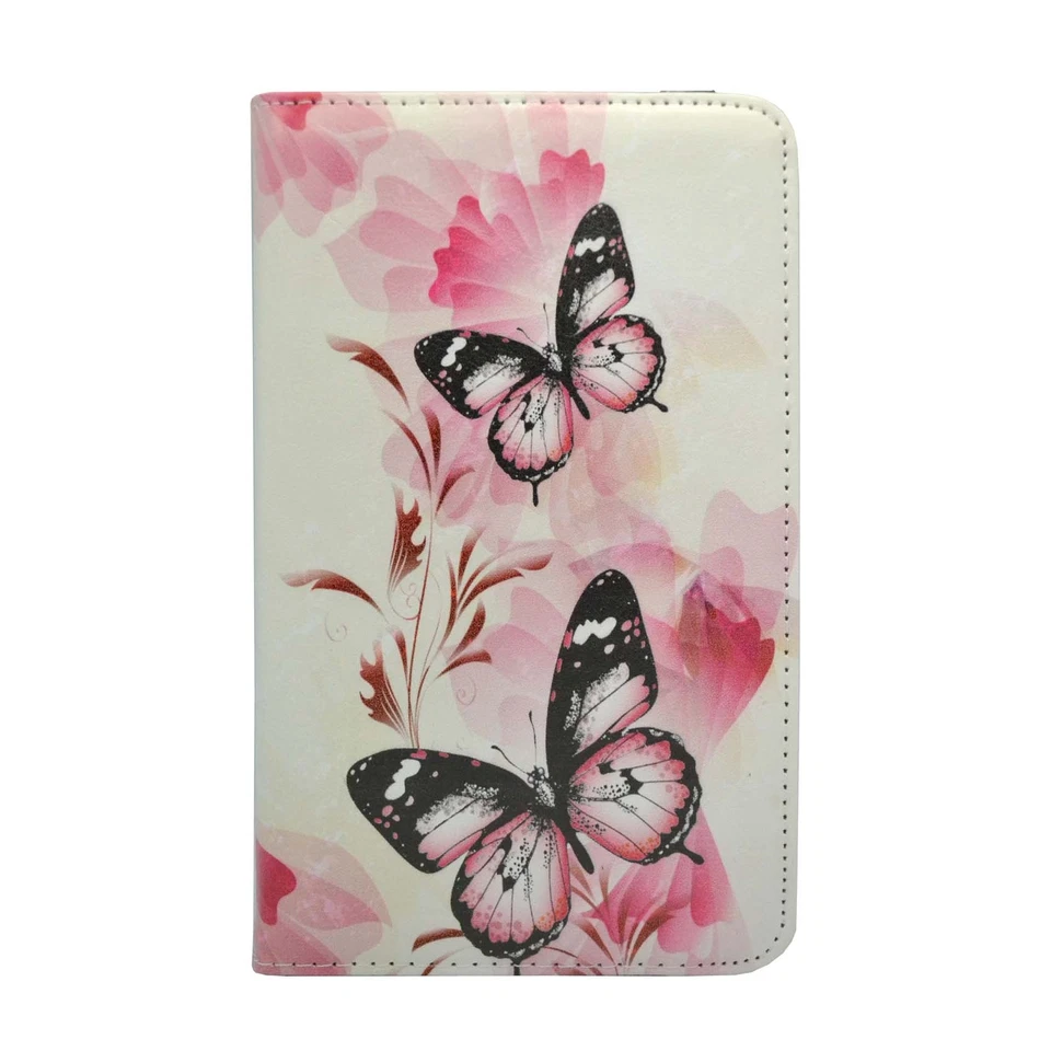 CASE FOR SAMSUNG GALAXY TAB 3 7" RED FLOWER BUTTERFLY PRINT 360 ROTATING COVER  - Image 3 of 4
