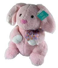 Way To Celebrate Furry Plush Pink Bunny Rabbit Carrot Bow Tie 15" WALMART Gift