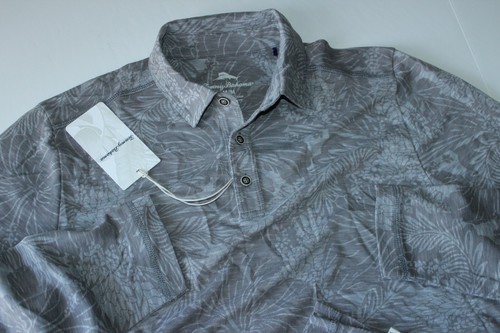 Tommy Bahama Polo Shirt Leafing In The Sun Slate Grey LS New Medium M - Picture 3 of 4