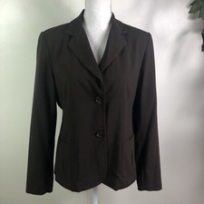 RAFAELLA Women  s buttoned collared career brown blazer jacket pockets Sz 10