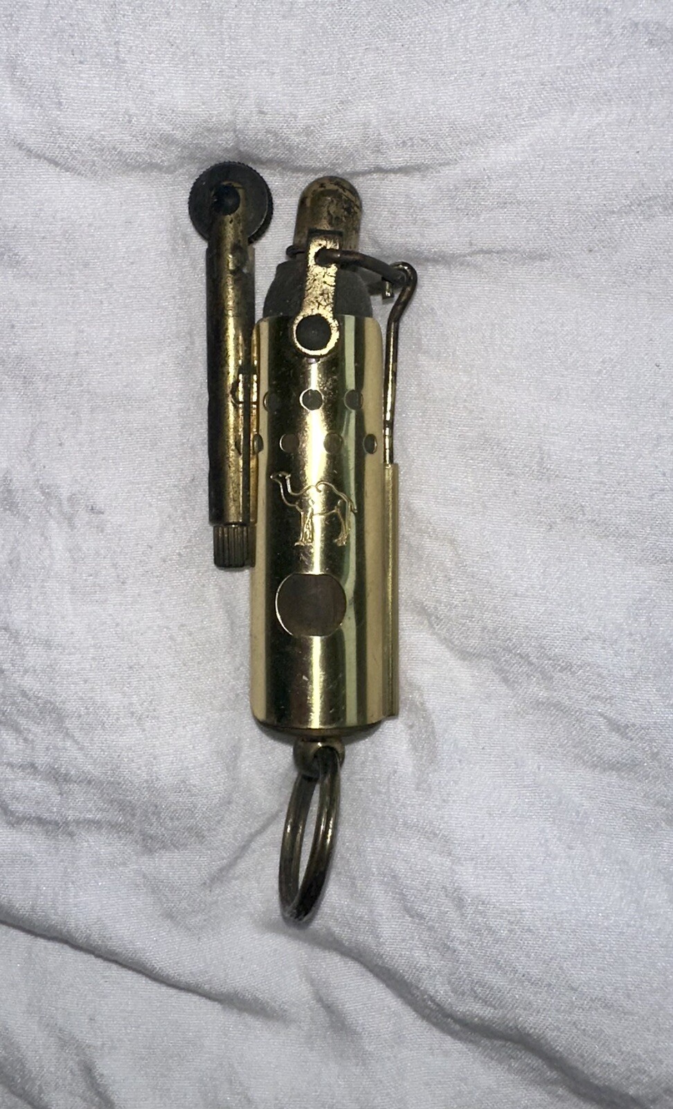 Vintage Camel Cigarettes Brass Trench Lighter Keychain Unused Rare Tobacciana