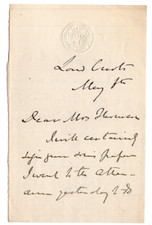 Lewis Cave (1832-1897) Signed Letter / Autographed Judge Queen's Bench