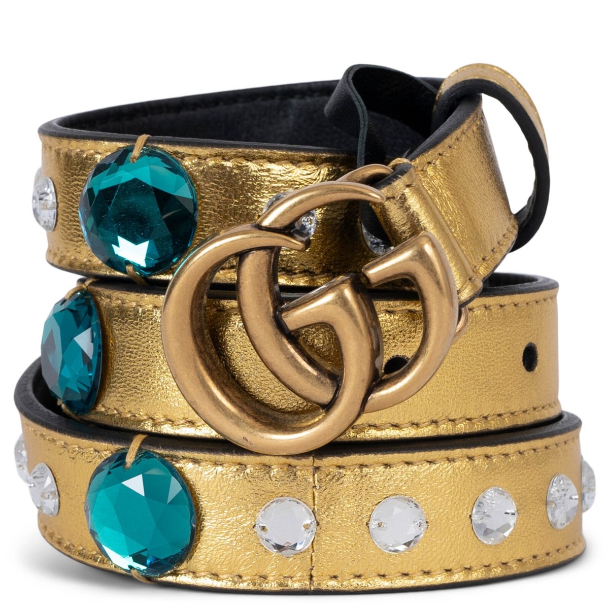 70766 auth GUCCI metallic gold leather GG MARMONT CRYSTAL 70766 auth GUCCI metallic gold leather GG MARMONT CRYSTAL