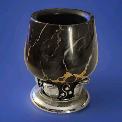 marble cigarette holder Brass and Floor Ashtray  Mid Century Standing Holder, Hollywood Regency Style in glass holder fits rocks glasses up to 3.6 in diameter Alibi  Marble Cigar &