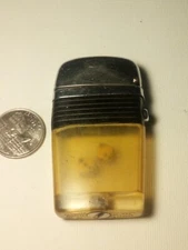 Vintage Scripto VU Lighter,Clear 2 Dice Insert Free Floating , Black For Parts 