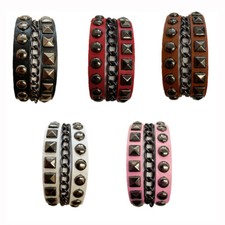 Braccialetti colorati con borchie in bordura sintetica 2 PZ confezione regalo