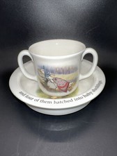 ROYAL DOULTON BEATRIX POTTER DOUBLE HANDLED MUG AND BOWL CHILD'S SET