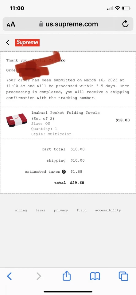 Toalhas dobráveis de bolso Supreme Imabari (conjunto de 2) na mão - Imagem 3 de 3