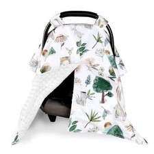 Minky Car Seat Cover for Baby Girl  Boys, Car Seat Canopy with Peep Window,