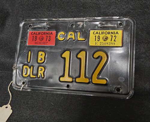 1963 California Dealer motorcycle license plate Paramount Harley Davidson 1B 112