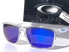 Oakley SYLAS XL Shiny Clear POLARIZED Galaxy Blue Mirror Lens Sunglass 9448-04