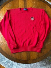 Vintage Ralph Lauren Polo Crest Cotton Knit Sweater Red 90s Size Medium