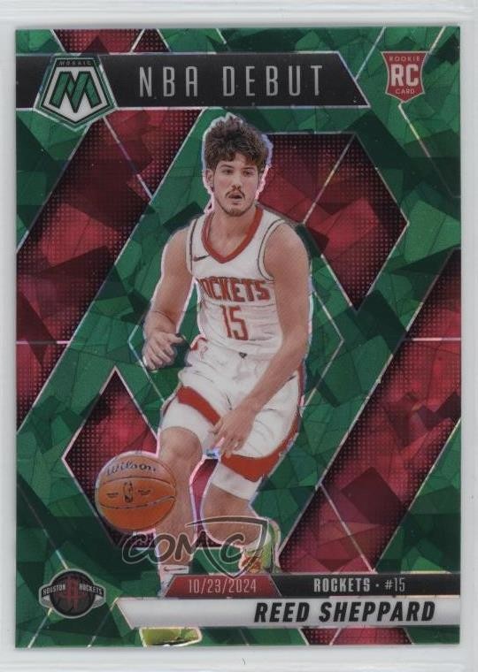 2024-25 Panini Mosaic NBA Debut Green Ice Prizm Reed Sheppard #252 Rookie RC