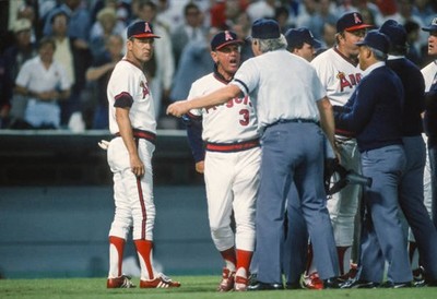 Manager Gene Mauch California Angels argues with the umpires durin- Old Photo