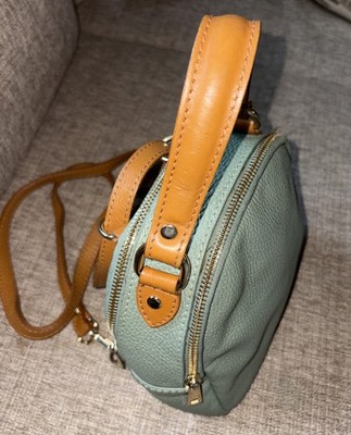 DIVINA FIRENZE Genuine Leather Mini Backpack Women Teal Bag Purse Zipper Italy