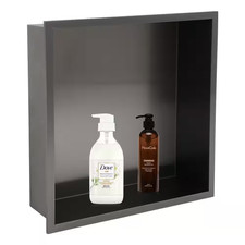 12 In. W X 12 In. H X 4 In. D 18 Gauge Stainless Steel Shower Niche in Gunmetal