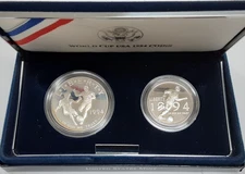 1994 US Mint World Cup USA Proof Silver Dollar & Clad Half Dollar in OGP w/COA