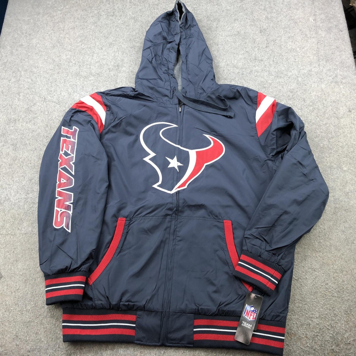 Houston Texans Jacket Mens 2XL Blue Gray Reversible Hooded Full